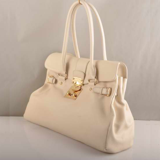 90331 Miu Miu Vitello Tote Borse in pelle 90.331 riso bianco